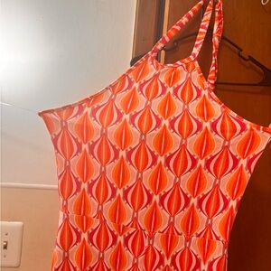 Vibrant Orange and Red Patterned jumpsuit